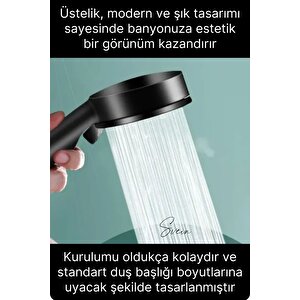 5 Fonksiyonlu Yüksek Basınçlı Ayarlanabilir Uzun Ömürlü Universal Su Tasarruflu Siyah Duş Başlığı