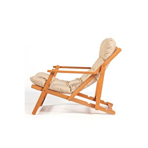 Simona Grand Şezlong Bahce Balkon Teras Ahşap Katlanır Şezlong