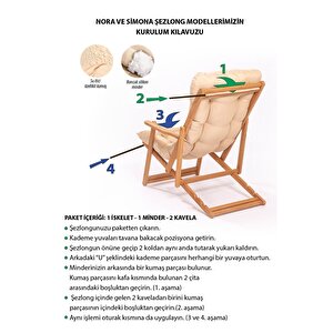 Simona Grand Şezlong Bahce Balkon Teras Ahşap Katlanır Şezlong