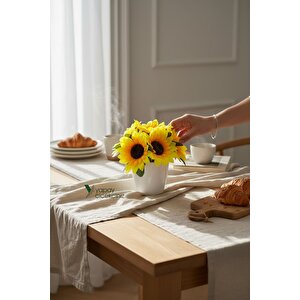 Modern Beyaz Saksıda Gerçekçi Yapay Ayçiçeği