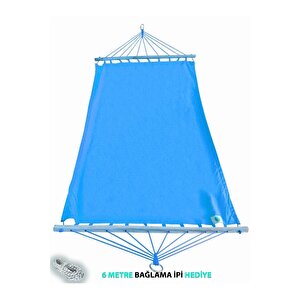 Relax İpek Hamak-kumaş Hamak Çift Kişilik Mavi Renk Piknik Bahçe Kamp Salıncak