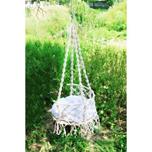 Konforlu Pamuk Davul Hamak – Tavan-bahçe-montajlı – 3 M İp + Dübel + Minder Hediye