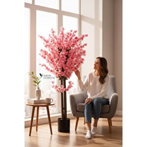 120 Cm Yoğun Yapraklı Pembe Yapay Japon Bahardalı Ağacı