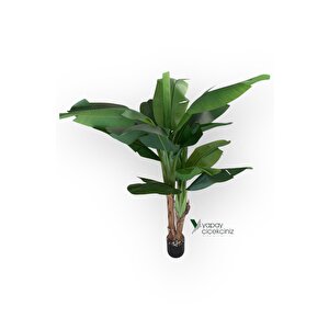 145 Cm 13 Dallı Islak Görünüm Yoğun İri Yapraklı Yapay Muz Ağacı