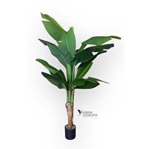 145 Cm 13 Dallı Islak Görünüm Yoğun İri Yapraklı Yapay Muz Ağacı