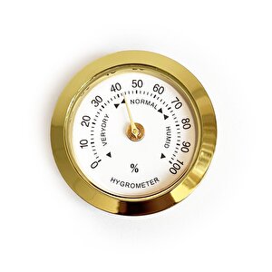 Analog Higrometre Nem Ölçer Humidor Puro Kutusu İçin Metal Çerçeve Sarı-beyaz 37mm