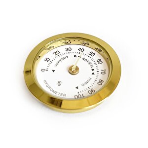 Analog Higrometre Nem Ölçer Humidor Puro Kutusu İçin Metal Çerçeve Sarı-beyaz 37mm