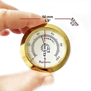 Analog Higrometre Nem Ölçer Humidor Puro Kutusu İçin Metal Çerçeve Sarı-beyaz 50mm