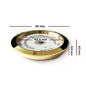 Analog Higrometre Nem Ölçer Humidor Puro Kutusu İçin Metal Çerçeve Sarı-beyaz 50mm