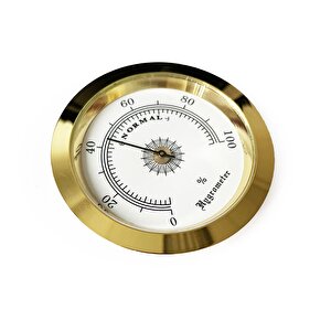 Analog Higrometre Nem Ölçer Humidor Puro Kutusu İçin Metal Çerçeve Sarı-beyaz 50mm