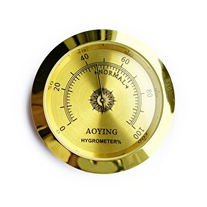 Analog Higrometre Nem Ölçer Humidor Puro Kutusu İçin Metal Çerçeve Sarı 50mm