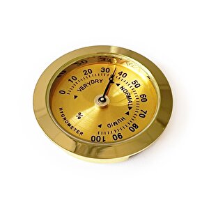 Analog Higrometre Nem Ölçer Humidor Puro Kutusu İçin Metal Çerçeve Sarı 37mm