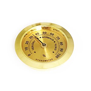 Analog Higrometre Nem Ölçer Humidor Puro Kutusu İçin Metal Çerçeve Sarı 37mm
