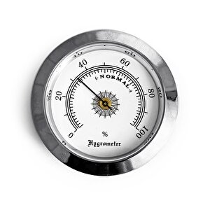 Analog Higrometre Nem Ölçer Humidor Puro Kutusu İçin Metal Çerçeve Beyaz 50mm