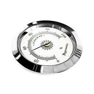 Analog Higrometre Nem Ölçer Humidor Puro Kutusu İçin Metal Çerçeve Beyaz 50mm