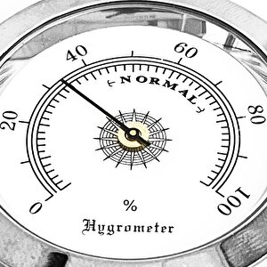 Analog Higrometre Nem Ölçer Humidor Puro Kutusu İçin Metal Çerçeve Beyaz 50mm