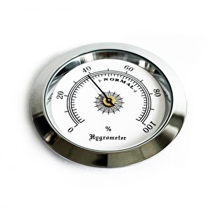 Analog Higrometre Nem Ölçer Humidor Puro Kutusu İçin Metal Çerçeve Beyaz 50mm