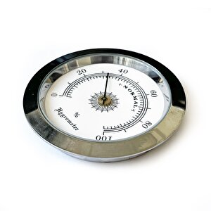 Analog Higrometre Nem Ölçer Humidor Puro Kutusu İçin Metal Çerçeve Beyaz 50mm