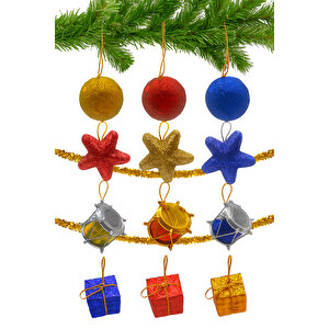 12 Li Karışık Süs Cici Top 3 Cm 6 Parlak 6 Simli