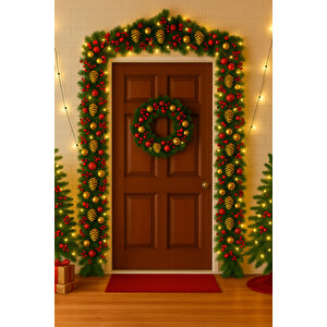 Premium 72 Parça Garland Handmade Yılbaşı Dekorasyon Seti (2.7m Garland+kokina+kozalak+top+led Işık)