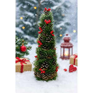 Waldern Dekoratif Doğal Piramit Süs 50 Cm Yılbaşı Süsü