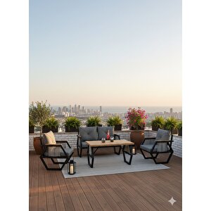 Modern Zeni̇t 4 Kişilik Statik Boyalı Metal Bahçe/teras Oturma Takımı