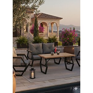 Modern Zeni̇t 4 Kişilik Statik Boyalı Metal Bahçe/teras Oturma Takımı