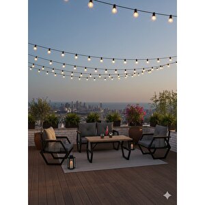 Modern Zeni̇t 4 Kişilik Statik Boyalı Metal Bahçe/teras Oturma Takımı