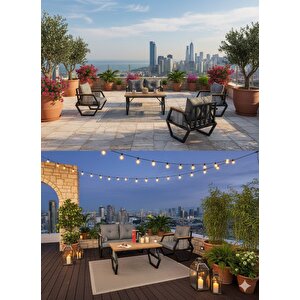 Modern Zeni̇t 4 Kişilik Statik Boyalı Metal Bahçe/teras Oturma Takımı