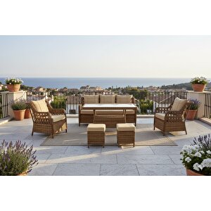 Lüks Rattan Oturma Ve Yemek Seti 7 Kişilik Bahçe ve Balkon