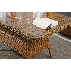 Lüks Rattan Oturma Ve Yemek Seti 7 Kişilik Bahçe ve Balkon