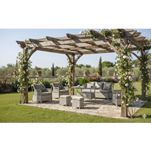 Lüks Rattan Oturma Ve Yemek Seti 7 Kişilik Bahçe ve Balkon