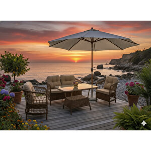 Palmiye Rattan Lüks Oturma Grubu