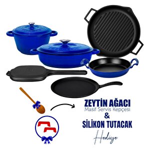 Döküm 6x Trendy Serisi 9 Parça Tencere & Tava Seti Mavi