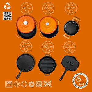 Lava Döküm 6x Trendy Serisi 9 Parça Tencere & Tava Seti