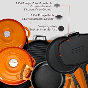 Lava Döküm 6x Trendy Serisi 9 Parça Tencere & Tava Seti