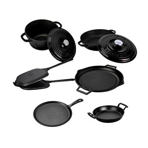 Döküm 6x Trendy Serisi 9 Parça Tencere & Tava Seti Siyah