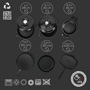 Lava Döküm 6x Trendy Serisi 9 Parça Tencere & Tava Seti