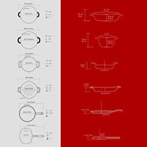 Lava Döküm 6x Trendy Serisi 9 Parça Tencere & Tava Seti