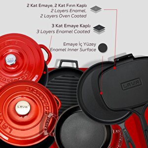 Lava Döküm 6x Trendy Serisi 9 Parça Tencere & Tava Seti