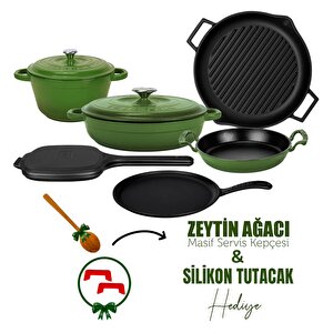 Döküm 6x Trendy Serisi 9 Parça Tencere & Tava Seti Yeşil