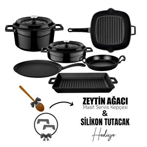 Döküm 6x Trendy Serisi 8 Parça Tencere & Tava Seti Siyah
