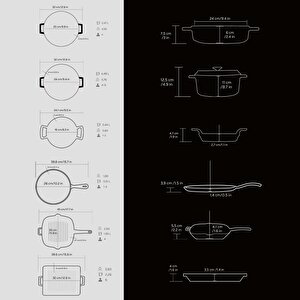 Lava Döküm 6x Trendy Serisi 8 Parça Tencere & Tava Seti