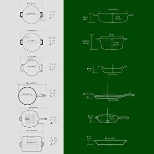 Lava Döküm 6x Trendy Serisi 8 Parça Tencere & Tava Seti