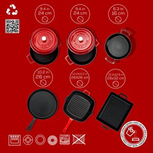 Lava Döküm 6x Trendy Serisi 8 Parça Tencere & Tava Seti