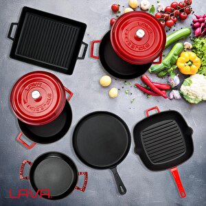 Lava Döküm 6x Trendy Serisi 8 Parça Tencere & Tava Seti