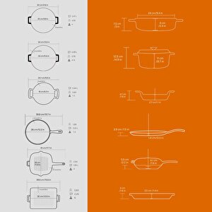 Lava Döküm 6x Trendy Serisi 8 Parça Tencere & Tava Seti