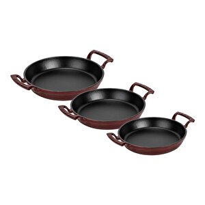 Döküm Bordo 3’lü Sahan Seti (16-20-24 Cm) – Şef Kalitesinde Lezzet Ve Şıklık Bir Arada