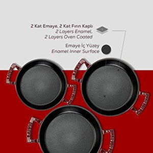 Lava Döküm Bordo 3’lü Sahan Seti (16-20-24 Cm) – Şef Kalitesinde Lezzet Ve Şıklık Bir Arada