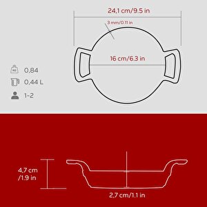 Lava Döküm Yuvarlak Sahan Döküm Demir Yekpare Çift Kulplu Çap(ø)16cm.-bordo
